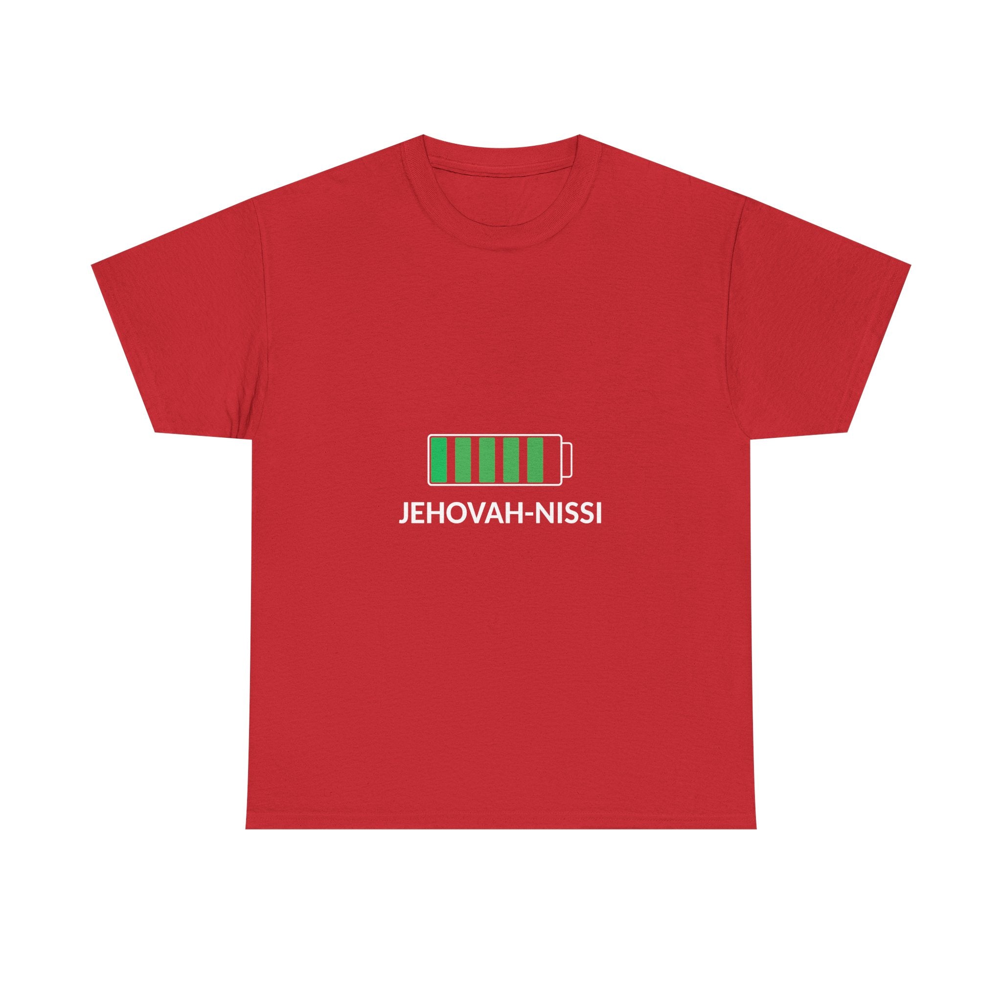 Jehovah-Nissi Battery Tee — Christian Faith Graphic T-Shirt