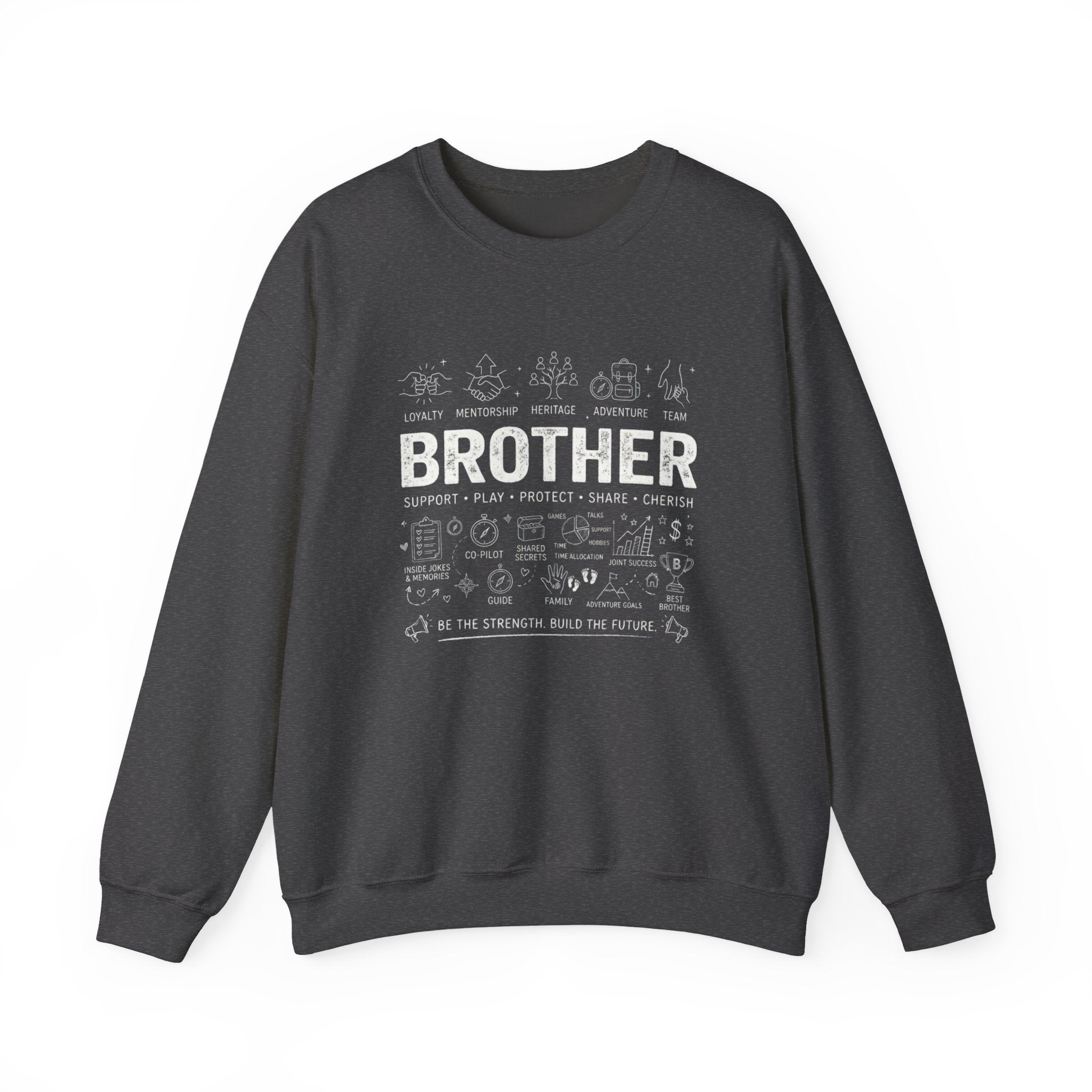 Brother Crewneck Sweatshirt – Brotherhood Icons Design (Loyalty, Mentorship, Adventure)