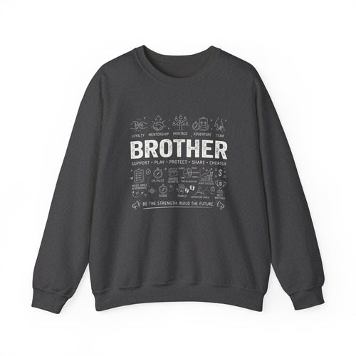 Brother Crewneck Sweatshirt – Brotherhood Icons Design (Loyalty, Mentorship, Adventure)