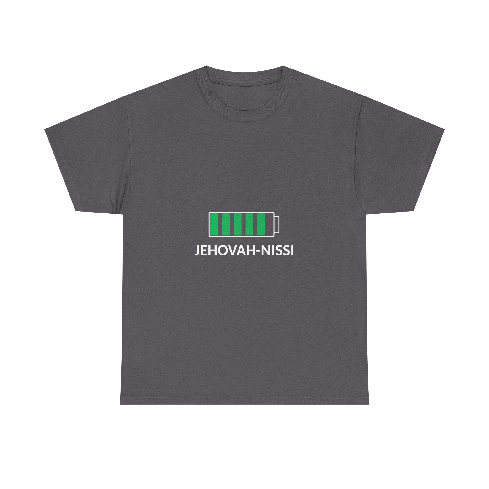 Jehovah-Nissi Battery Tee — Christian Faith Graphic T-Shirt