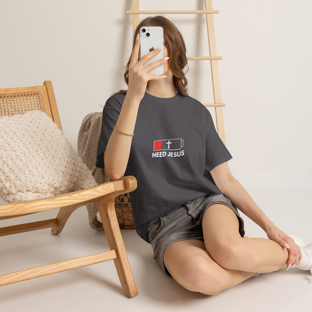 Need Jesus Low Battery Christian T-Shirt