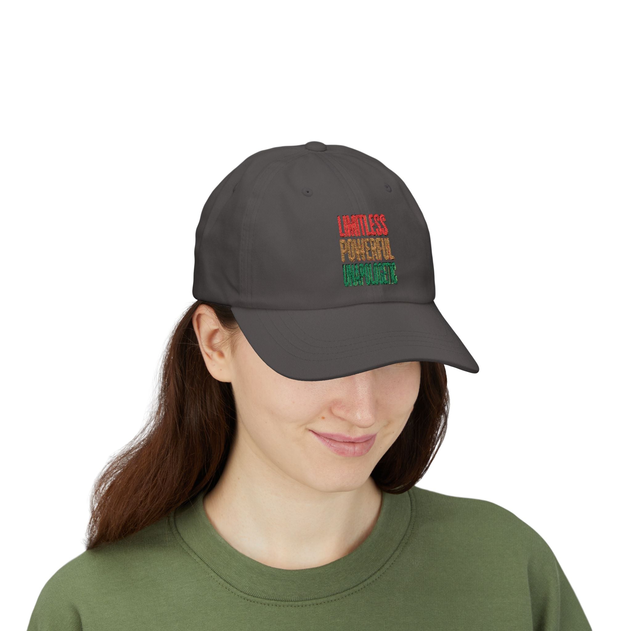 Dad Cap — "Limitless Powerful Unapologetic" Embroidered Inspirational Hat