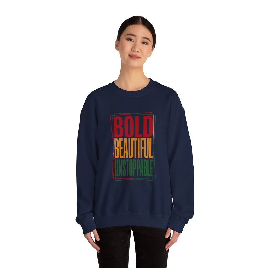 Bold Beautiful Unstoppable Crewneck Sweatshirt | Juneteenth Pan-African 1865 Freedom
