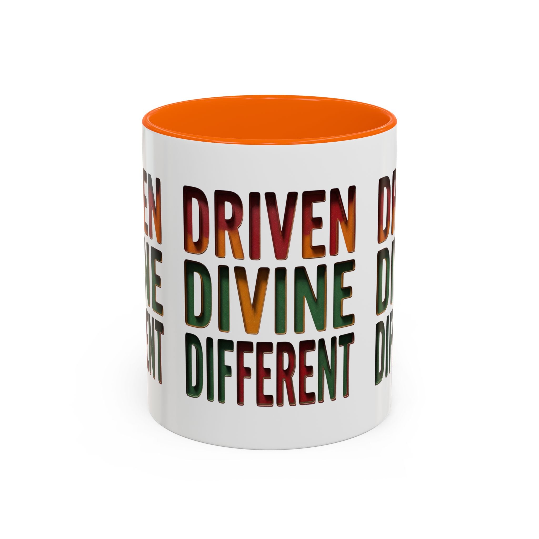 Driven Divine Different Accent Coffee Mug – Inspirational Rasta Color Typography (11/15oz)