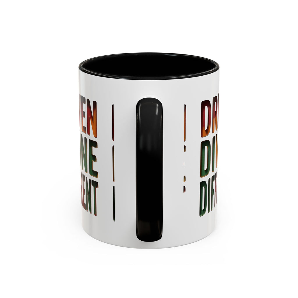 Driven Divine Different Accent Coffee Mug – Inspirational Rasta Color Typography (11/15oz)