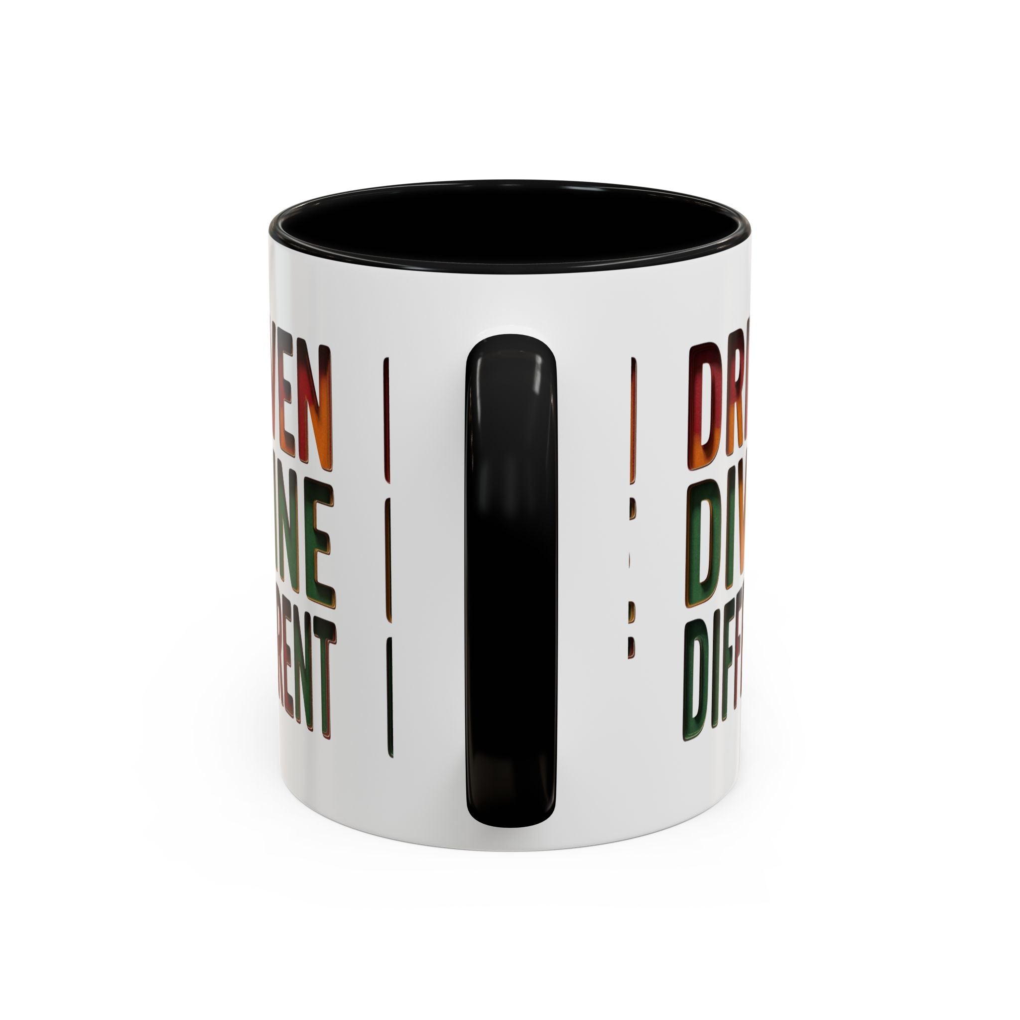 Driven Divine Different Accent Coffee Mug – Inspirational Rasta Color Typography (11/15oz)