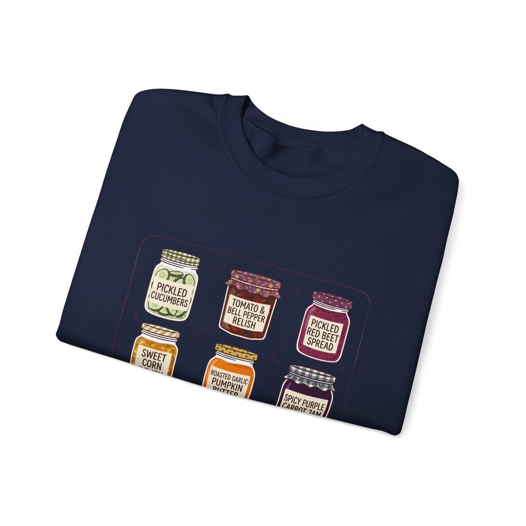 Vintage Jam Jars Sweatshirt | Retro Food Graphics, Hand-Drawn Pantry Art
