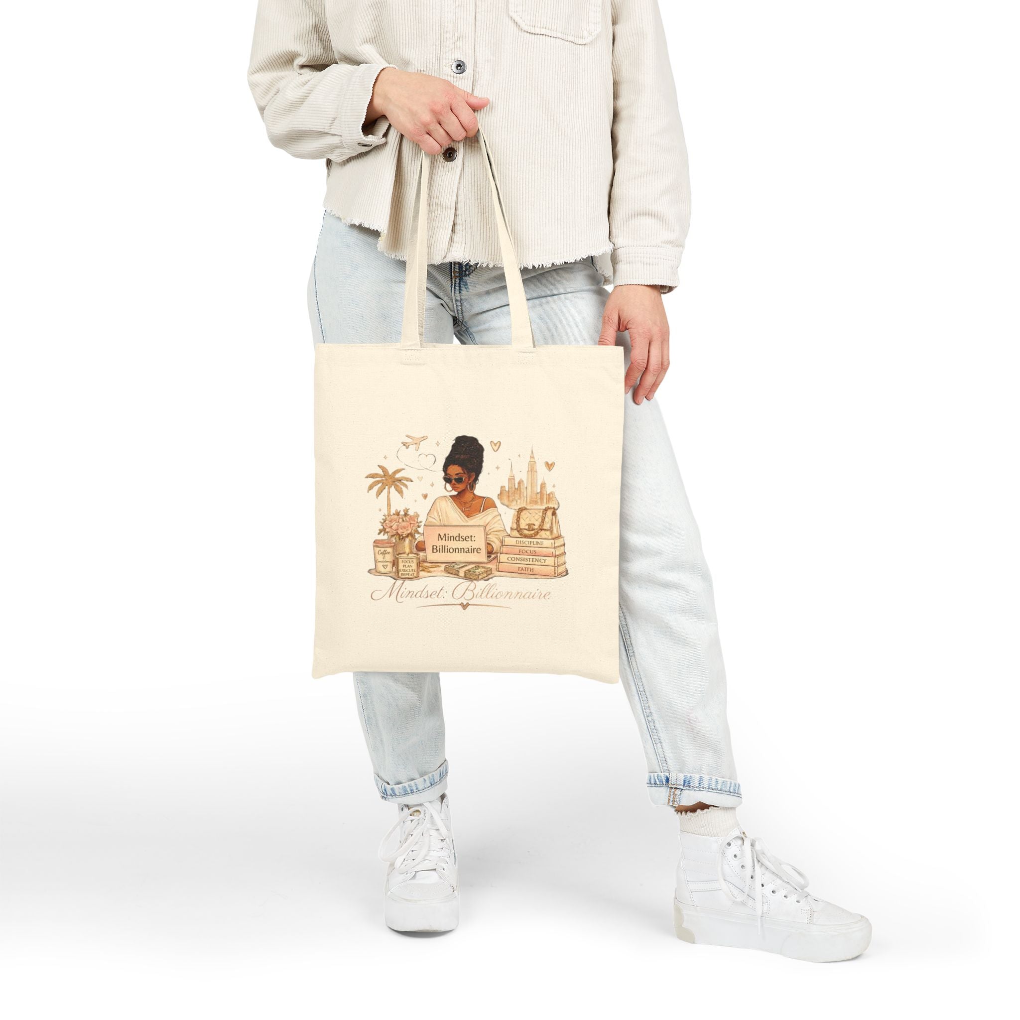 Canvas Tote — 'Manifest Millionaire' Travel-Inspired Shopper Bag