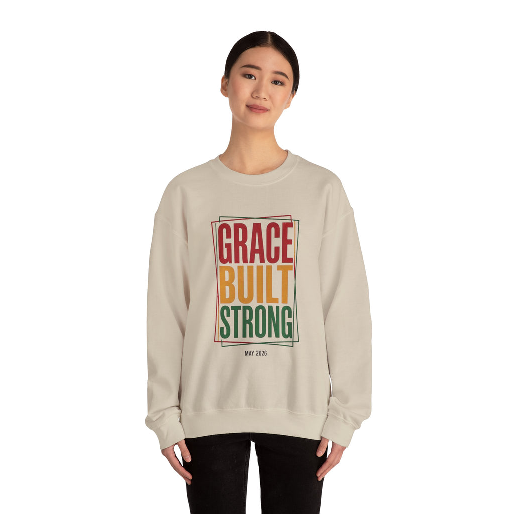 Grace Built Strong Crewneck Sweatshirt | Juneteenth Pan-African Typography