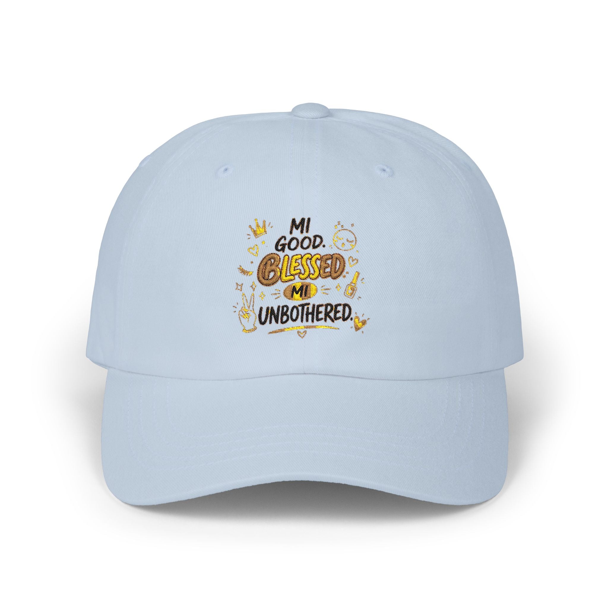 Dad Cap - "Blessed & Unbothered" Embroidered White Baseball Hat