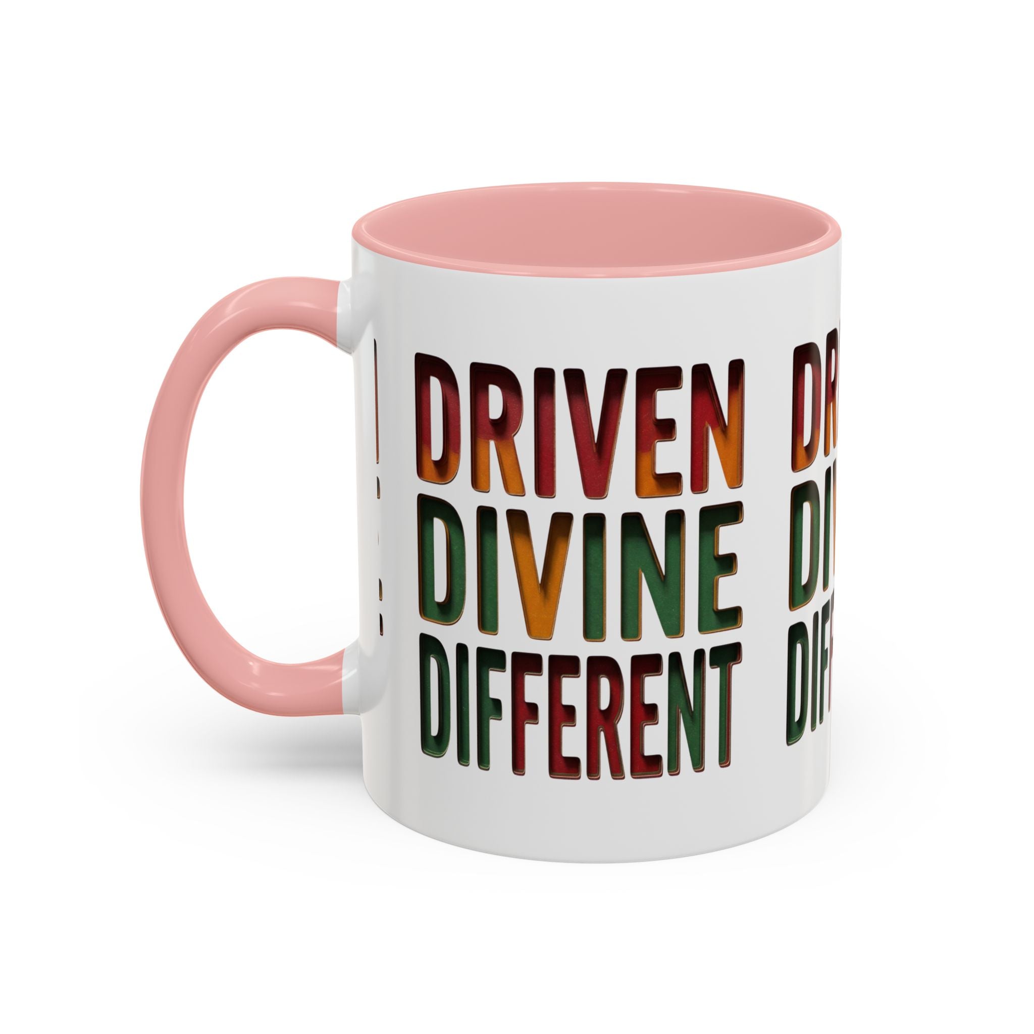 Driven Divine Different Accent Coffee Mug – Inspirational Rasta Color Typography (11/15oz)