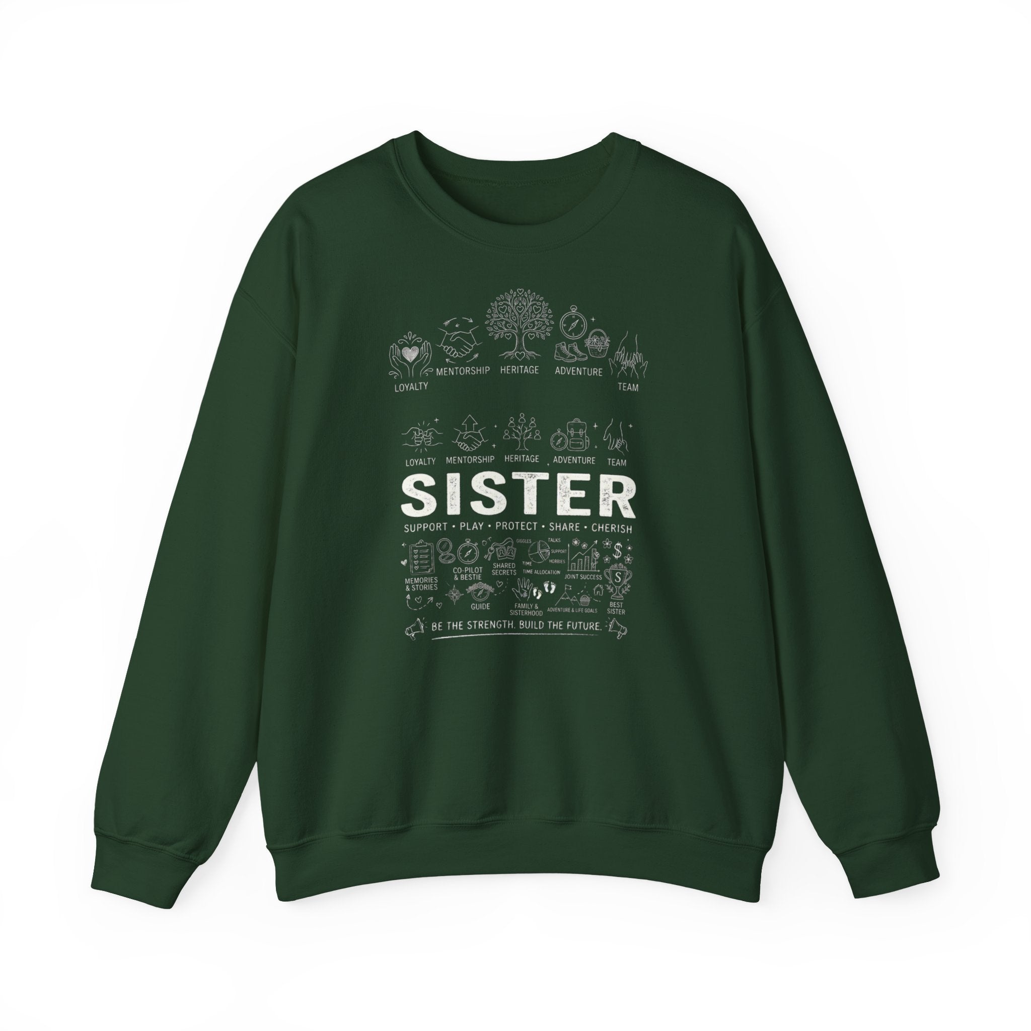 Crewneck Sweatshirt — "Sister" Illustrated Family Tree Design