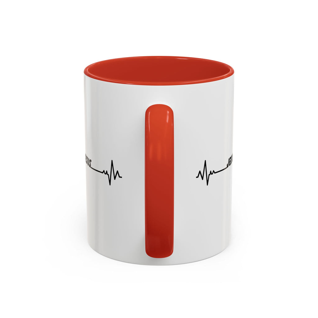 Jesus Heartbeat Accent Coffee Mug — Christian Faith Gift