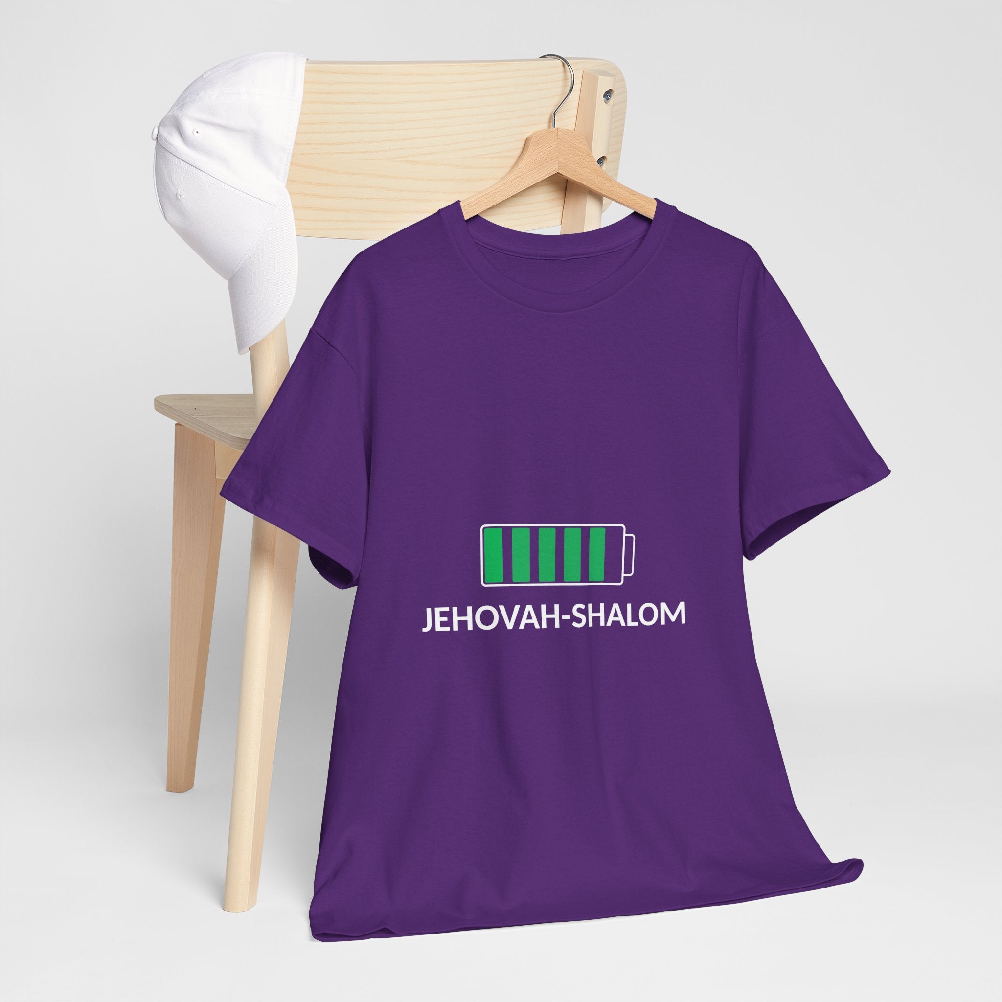 Jehovah-Shalom Battery Graphic Tee — Christian Faith Peace T-Shirt
