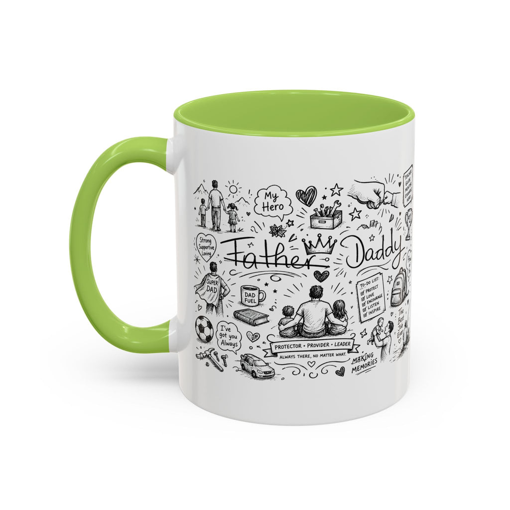 Father/Daddy Illustrated Memory Coffee Mug — Black Accent 11/15oz
