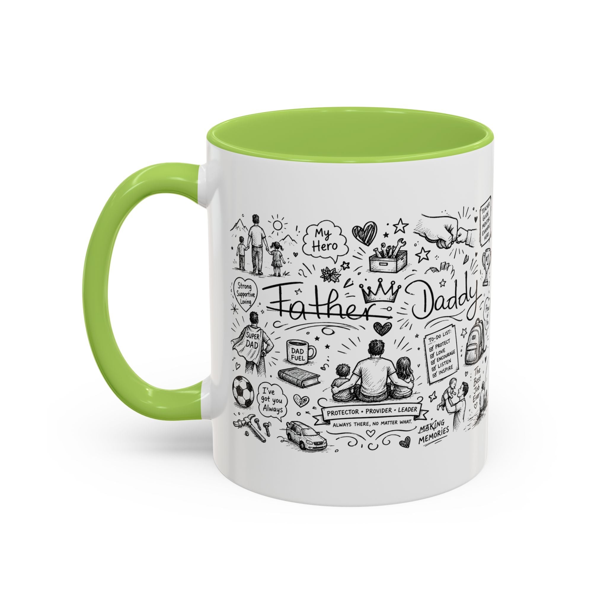 Father/Daddy Illustrated Memory Coffee Mug — Black Accent 11/15oz