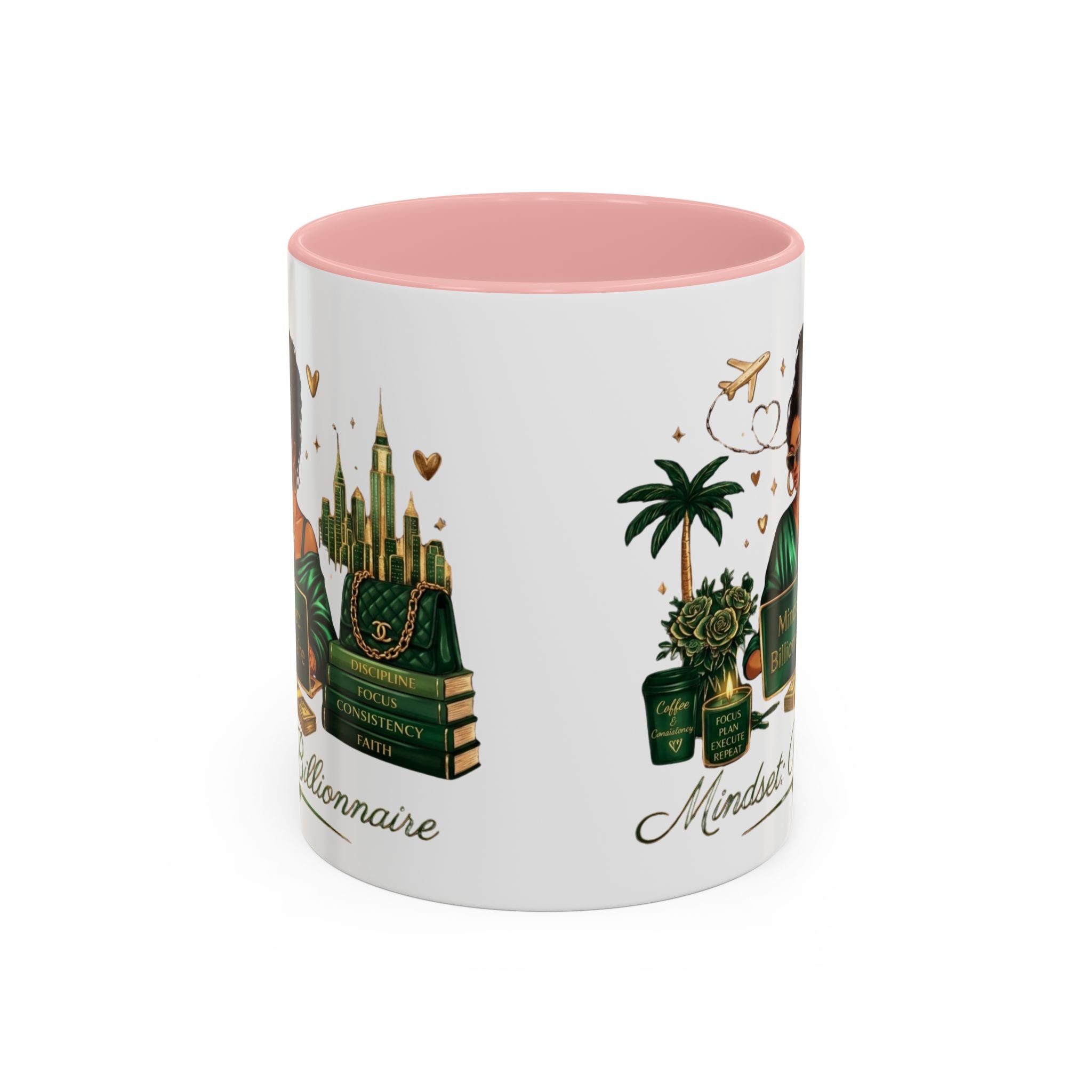 Mindset: Billionaire Accent Coffee Mug — Inspirational Black Woman Design