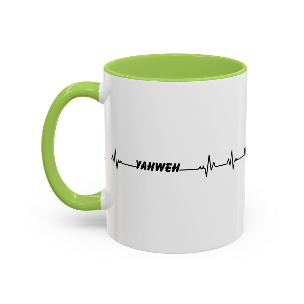 Yahweh Heartbeat Accent Coffee Mug — Christian Faith Prayer Gift (11/15oz)