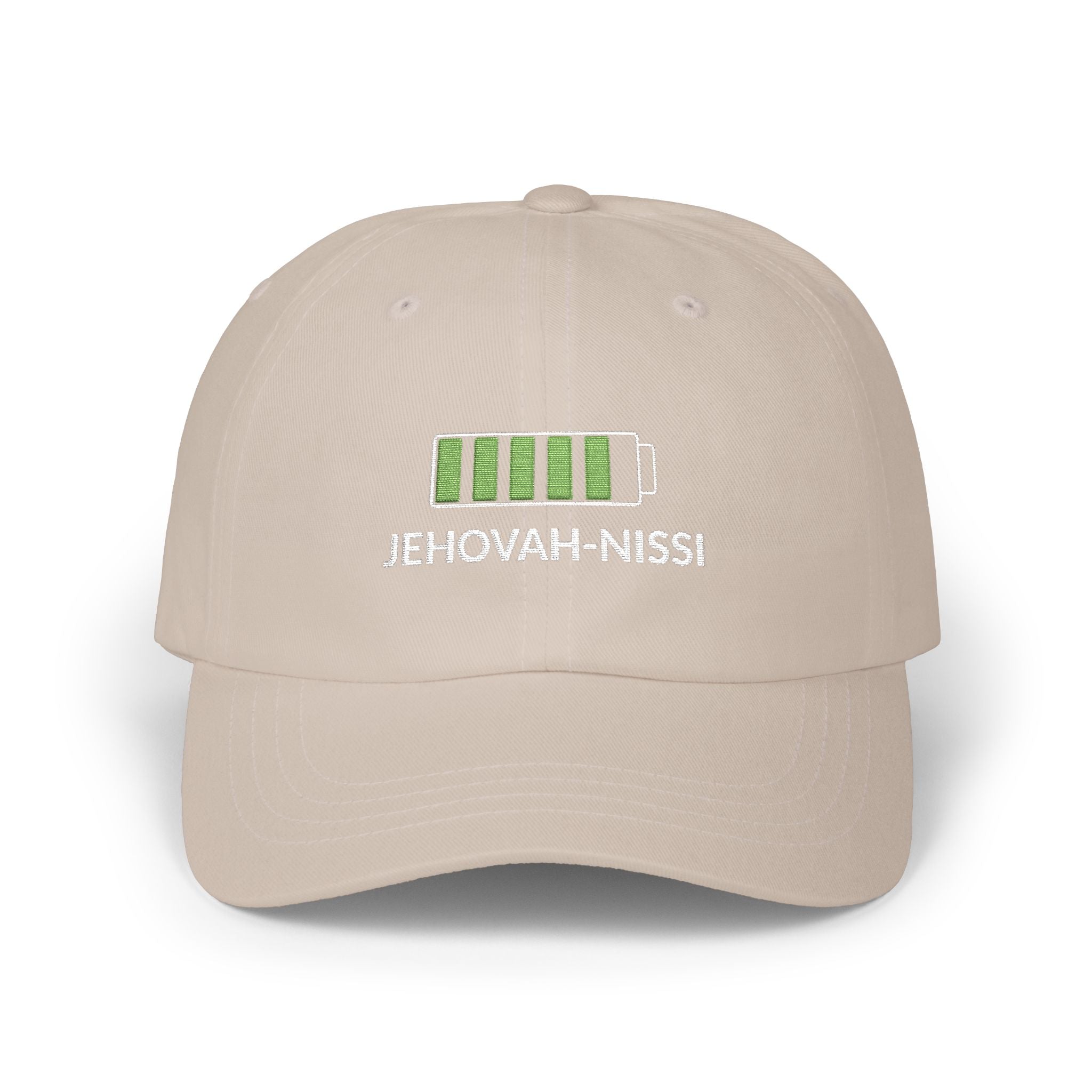 Dad Cap — "Low Battery" Green Charge Embroidered Hat