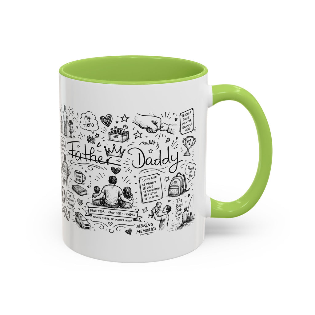 Father/Daddy Illustrated Memory Coffee Mug — Black Accent 11/15oz