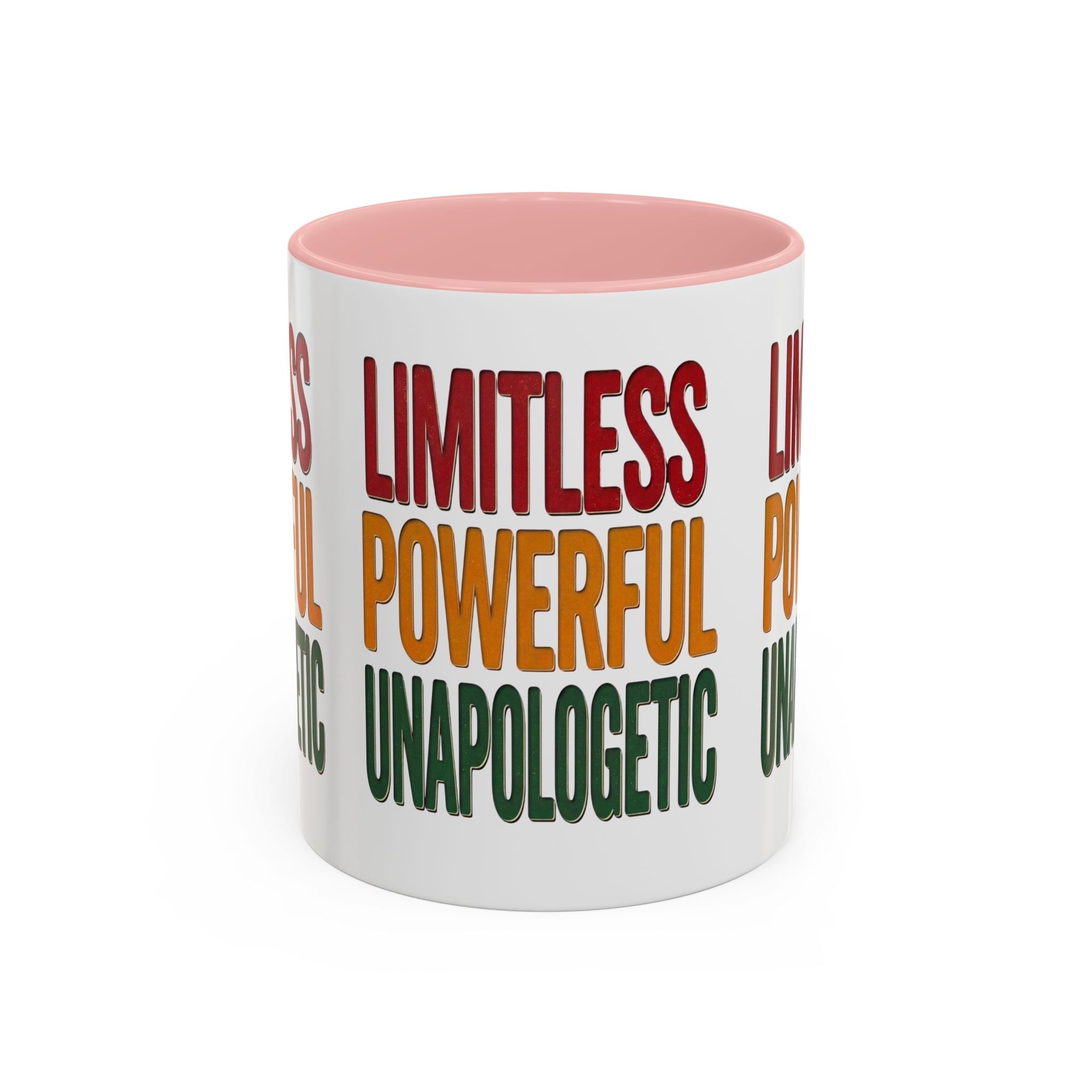 Accent Mug — "Limitless Powerful Unapologetic" Motivational Coffee Cup