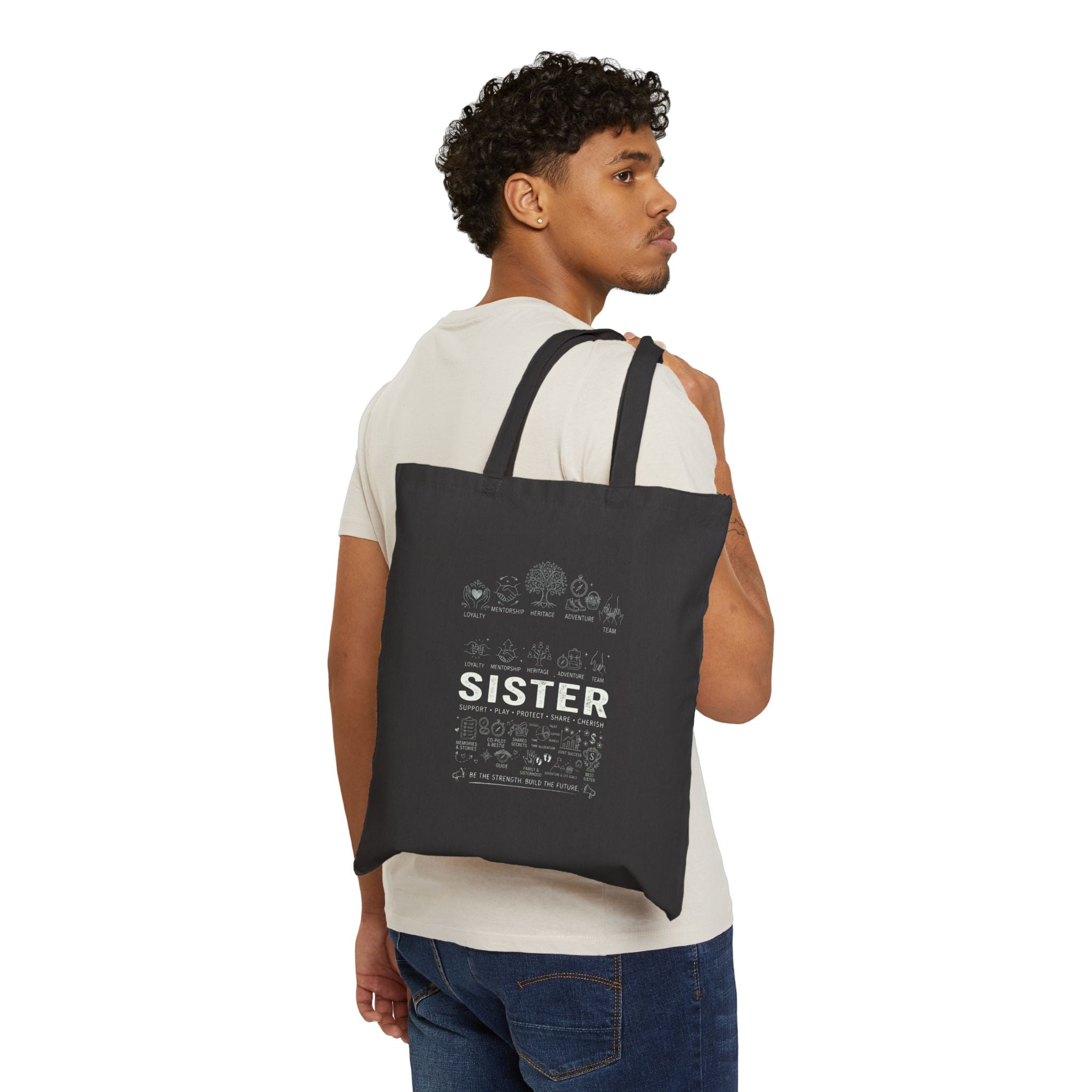 Sister Definition Cotton Tote Bag – Vintage Typography Gift for Sisters