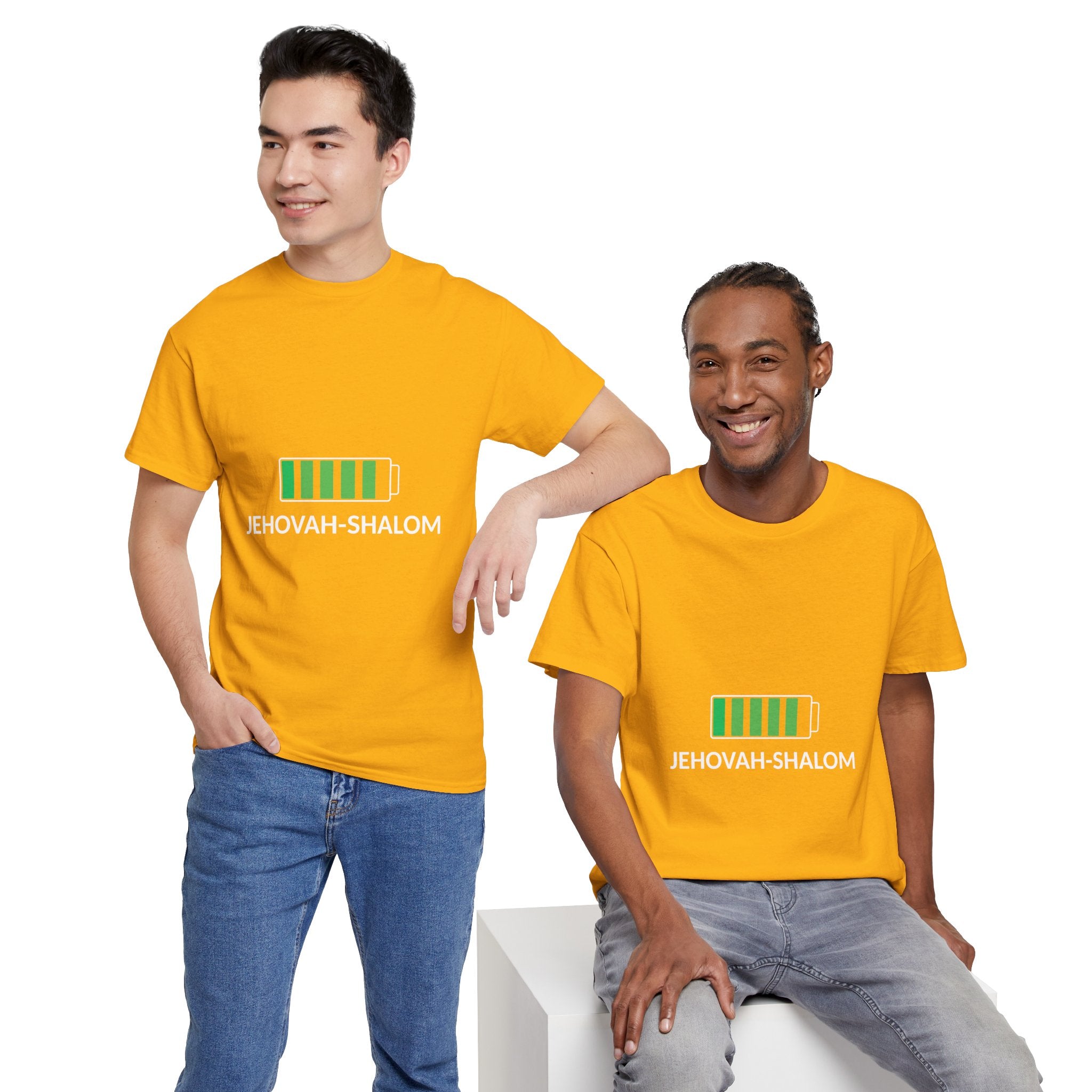 Jehovah-Shalom Battery Graphic Tee — Christian Faith Peace T-Shirt