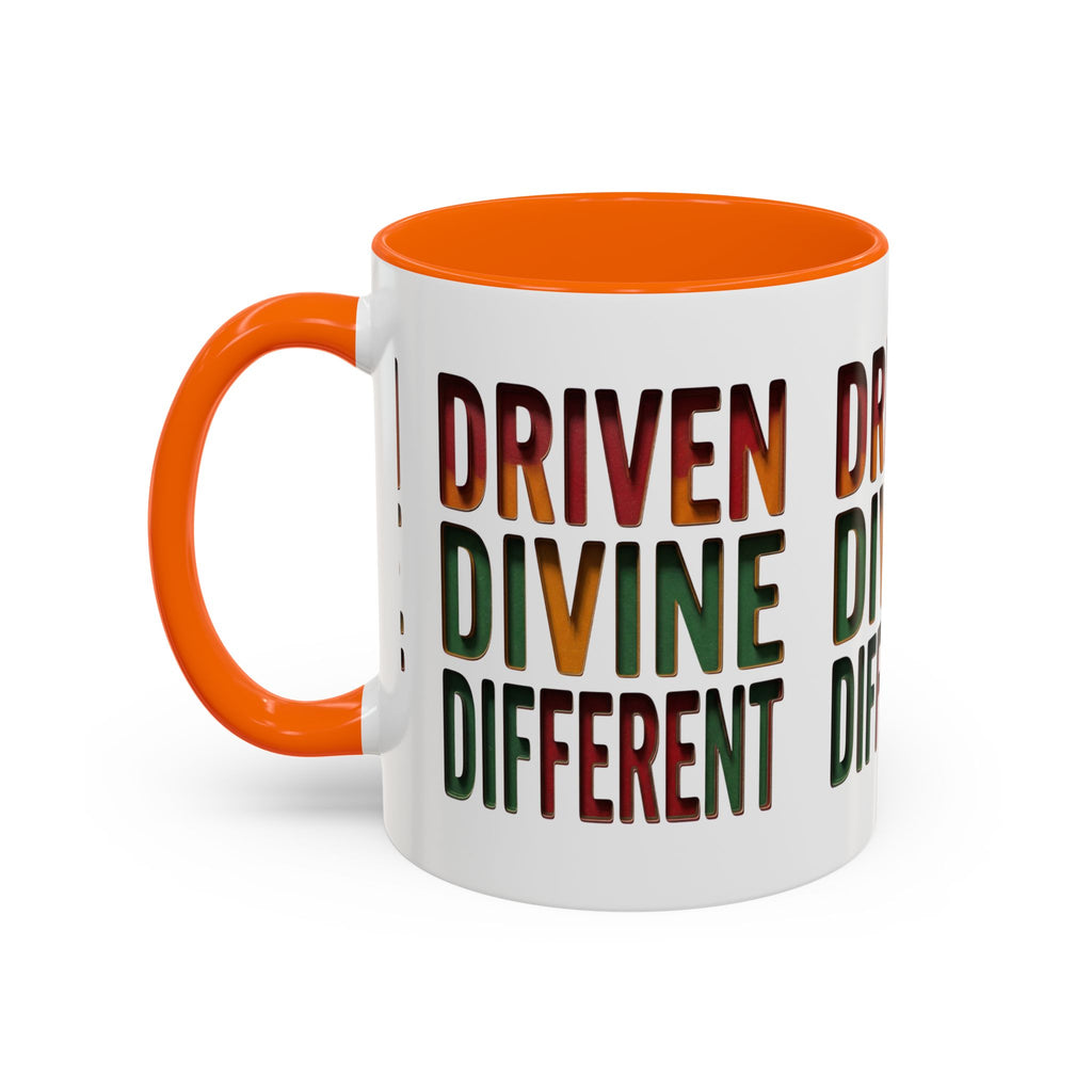 Driven Divine Different Accent Coffee Mug – Inspirational Rasta Color Typography (11/15oz)