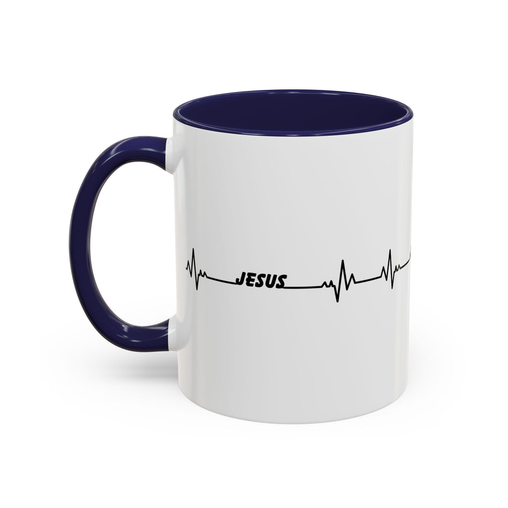 Jesus Heartbeat Accent Coffee Mug — Christian Faith Gift