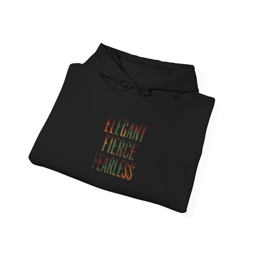 Elegant Fierce Fearless Hoodie | Juneteenth Black Pride, Pan-African Colors
