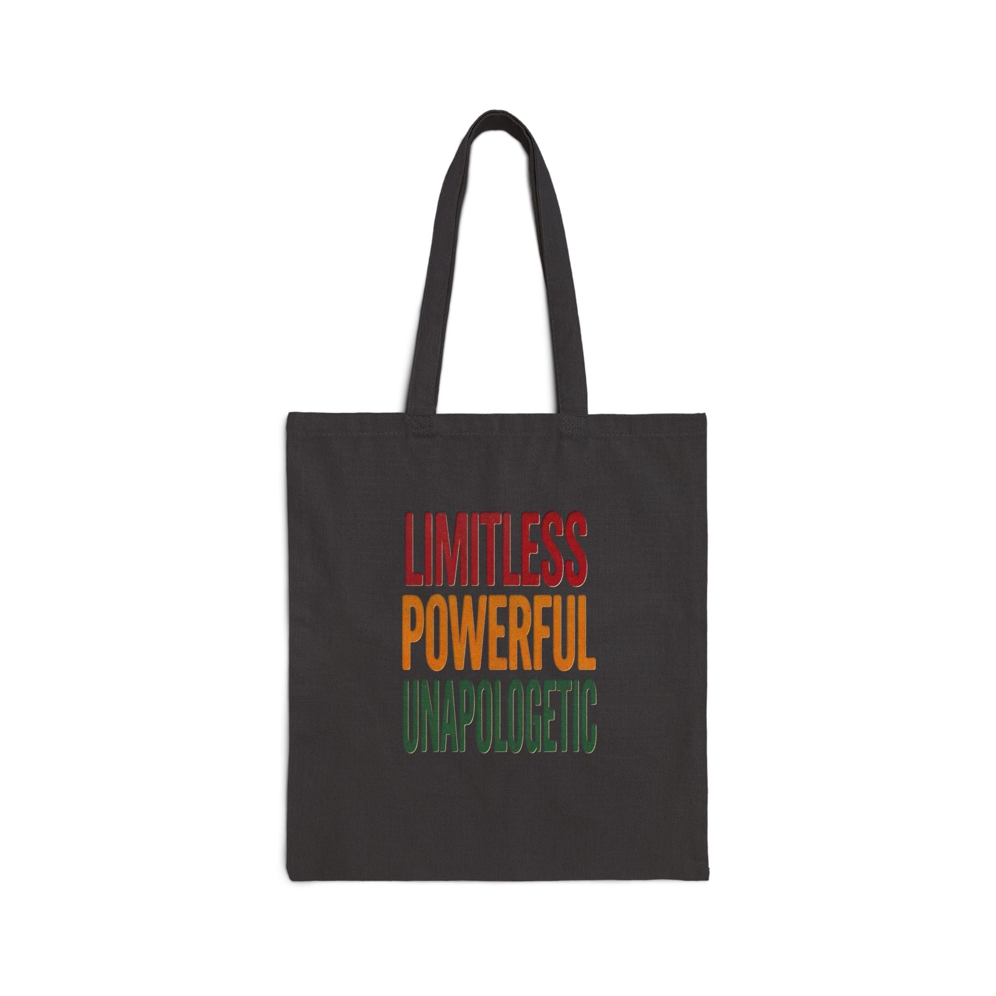 Limitless Powerful Unapologetic Tote, Juneteenth Pan-African Colors, Black Pride Canvas