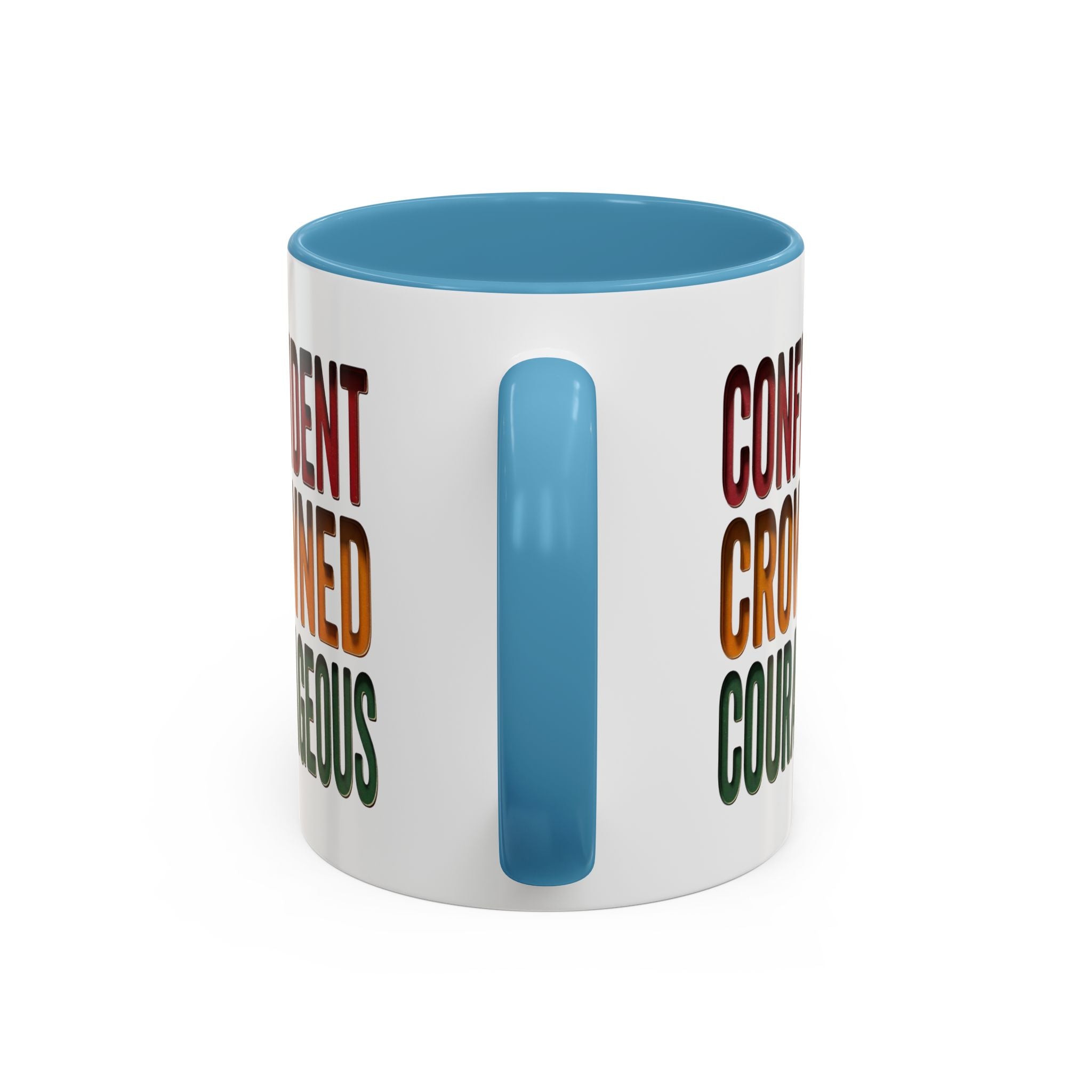 Accent Coffee Mug — 'Confident, Crowned, Courageous' Empowerment Coffee Mug
