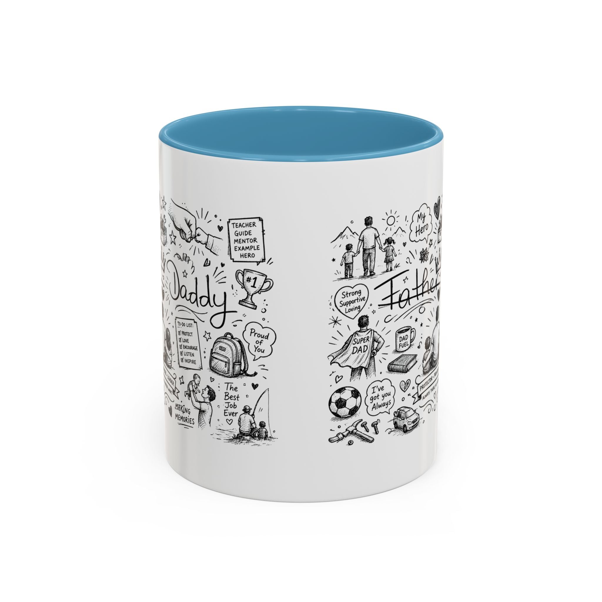 Father/Daddy Illustrated Memory Coffee Mug — Black Accent 11/15oz