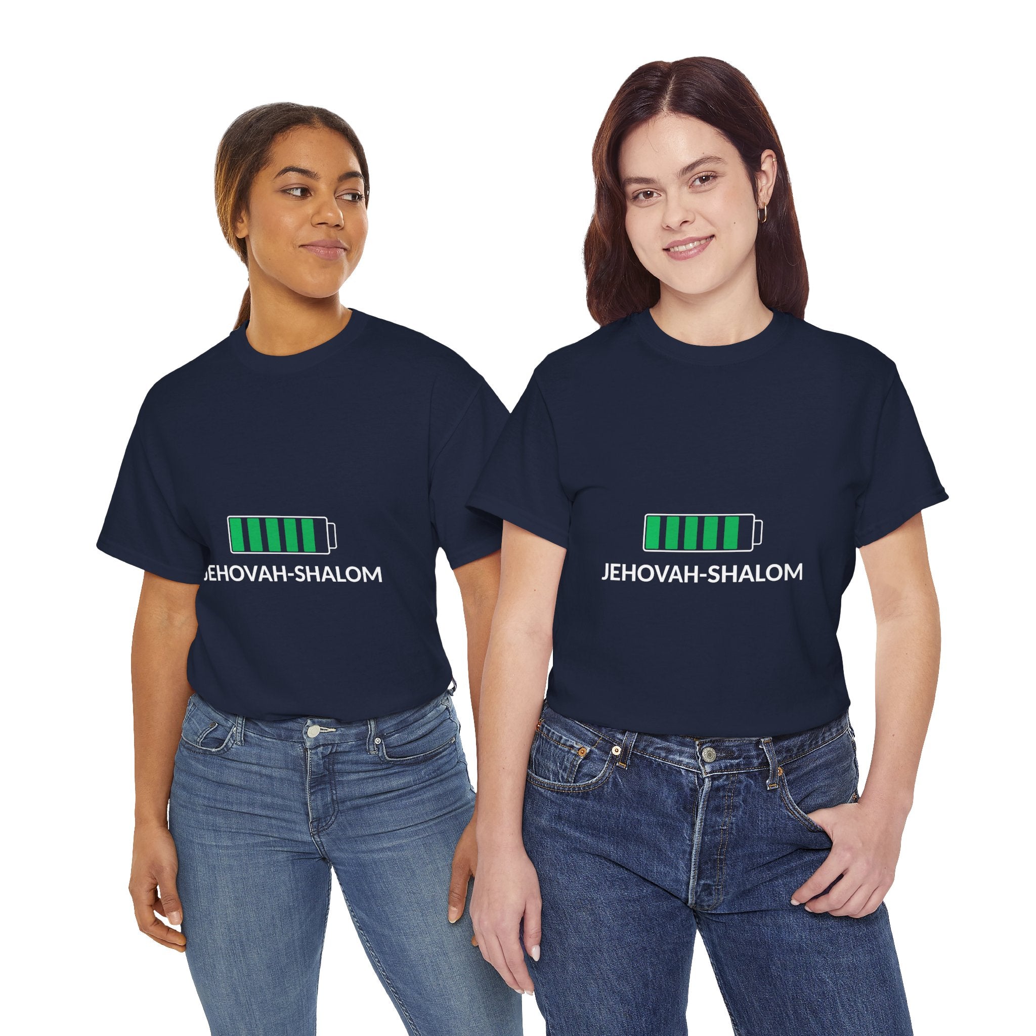 Jehovah-Shalom Battery Graphic Tee — Christian Faith Peace T-Shirt