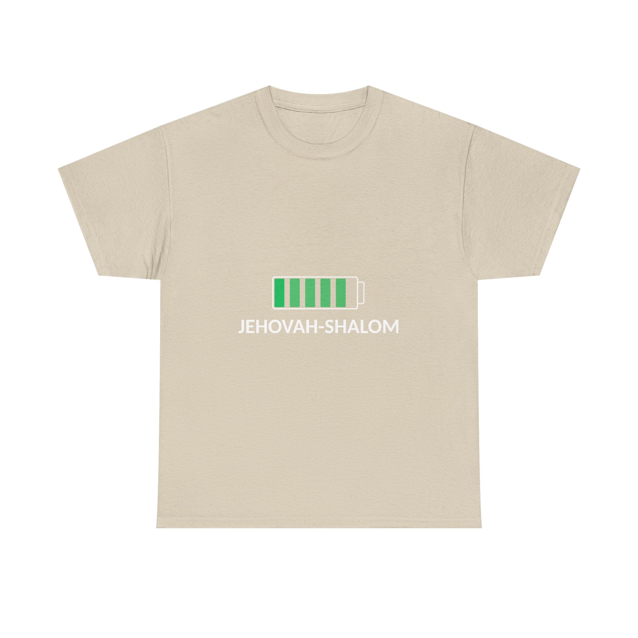 Jehovah-Shalom Battery Graphic Tee — Christian Faith Peace T-Shirt