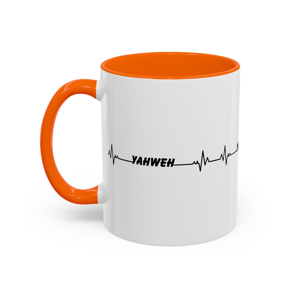 Yahweh Heartbeat Accent Coffee Mug — Christian Faith Prayer Gift (11/15oz)