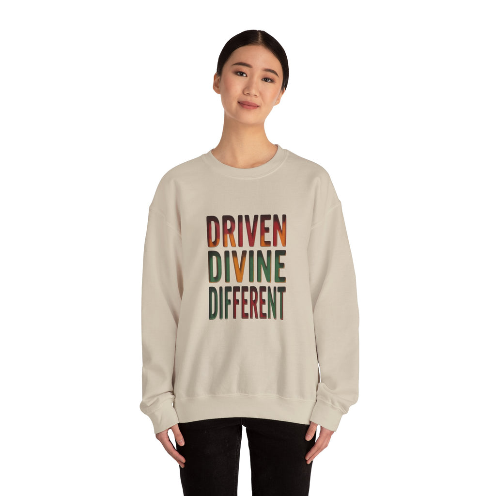 Driven Divine Different Sweatshirt | Juneteenth Pan-African Colors, Freedom Message