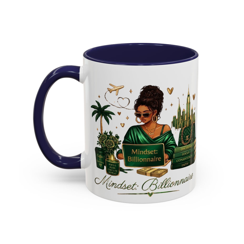 Mindset: Billionaire Accent Coffee Mug — Inspirational Black Woman Design