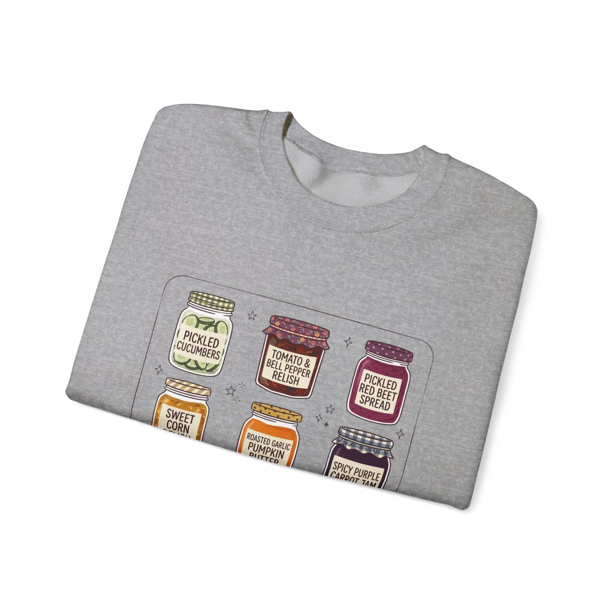 Vintage Jam Jars Sweatshirt | Retro Food Graphics, Hand-Drawn Pantry Art