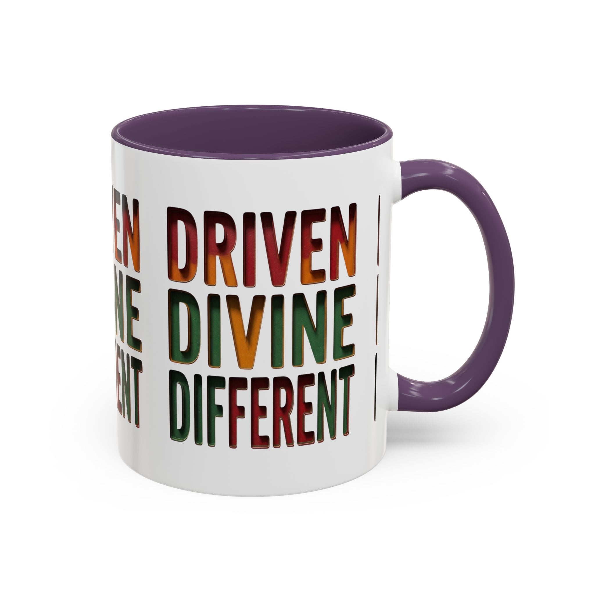 Driven Divine Different Accent Coffee Mug – Inspirational Rasta Color Typography (11/15oz)