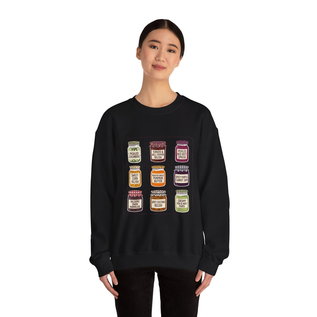 Vintage Jam Jars Sweatshirt | Retro Food Graphics, Hand-Drawn Pantry Art