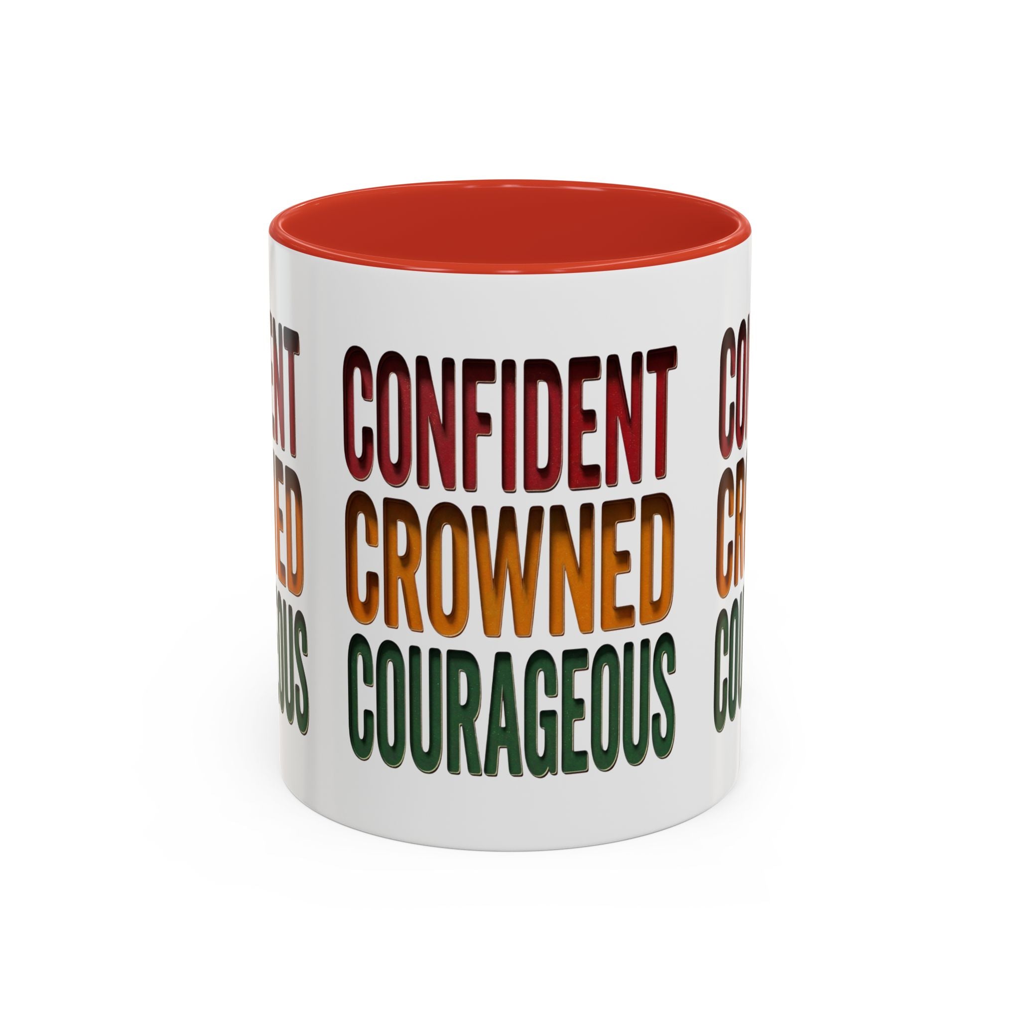 Accent Coffee Mug — 'Confident, Crowned, Courageous' Empowerment Coffee Mug