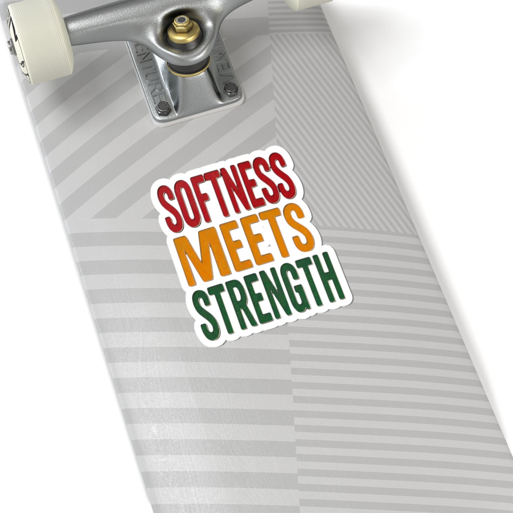 Softness Meets Strength Kiss-Cut Sticker | Juneteenth Pan-African Colors, Freedom Message