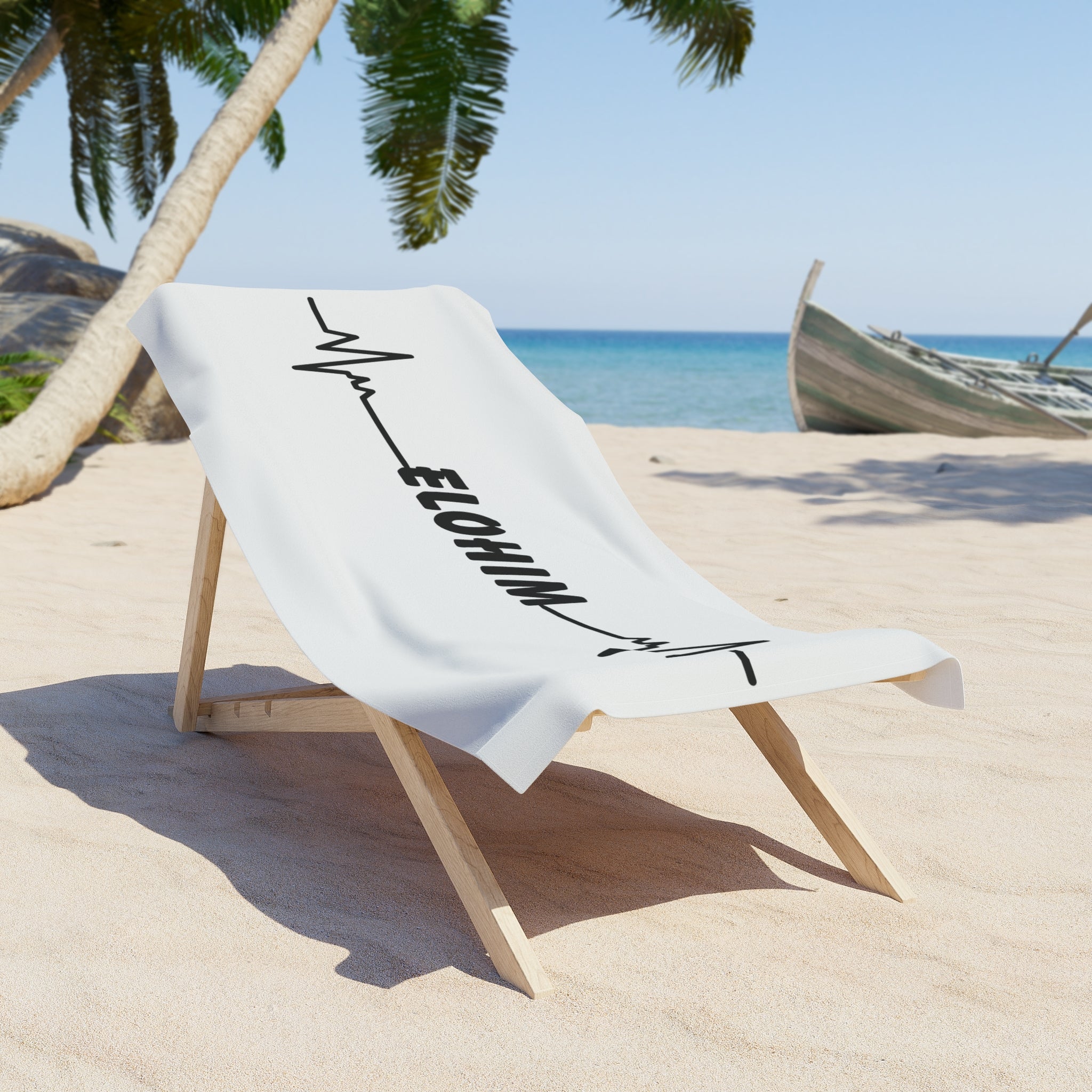 Elohim Heartbeat Beach Towel — Spiritual Script Design