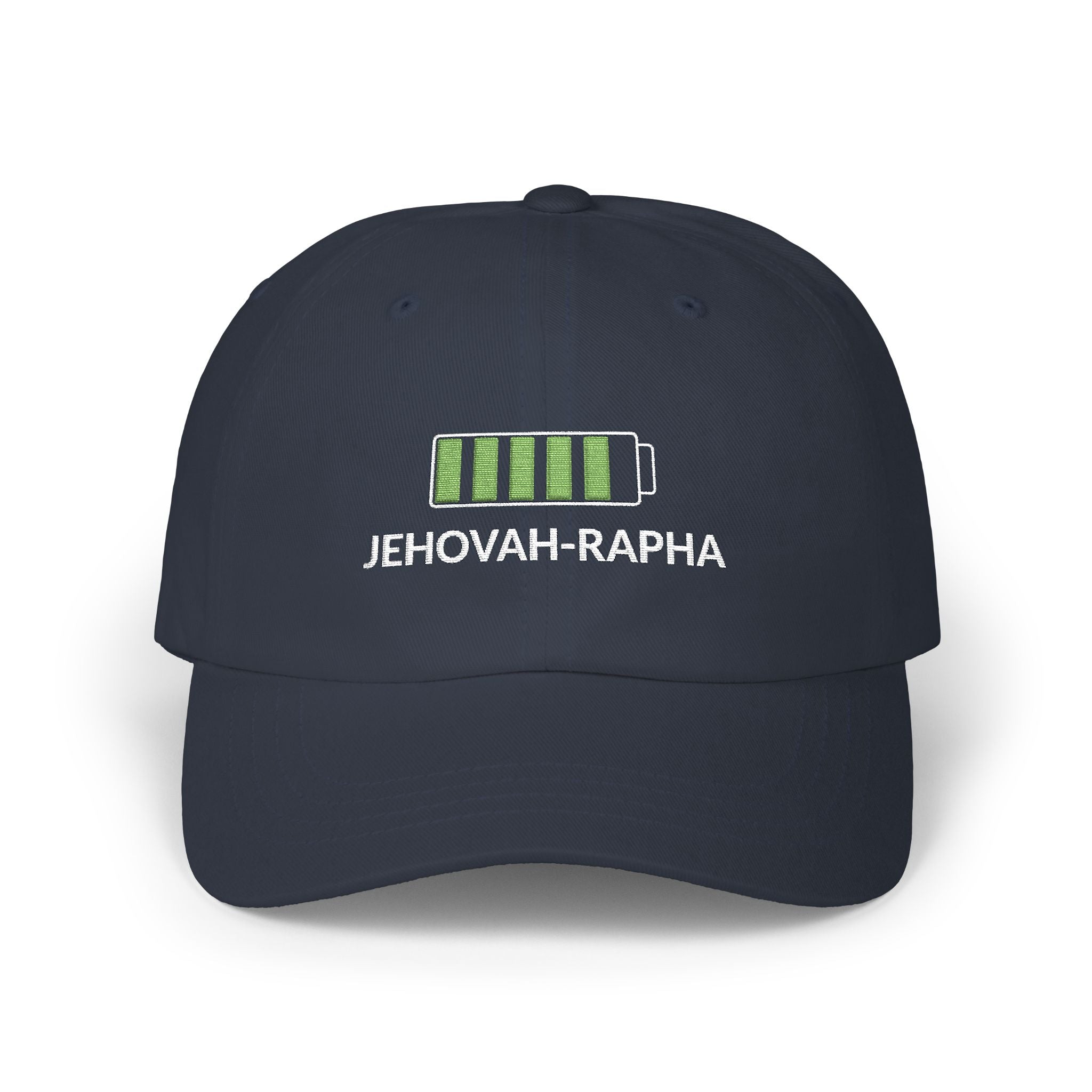 Classic Dad Cap – "Jehovah Rapha" Battery-Bar Faith Baseball Hat