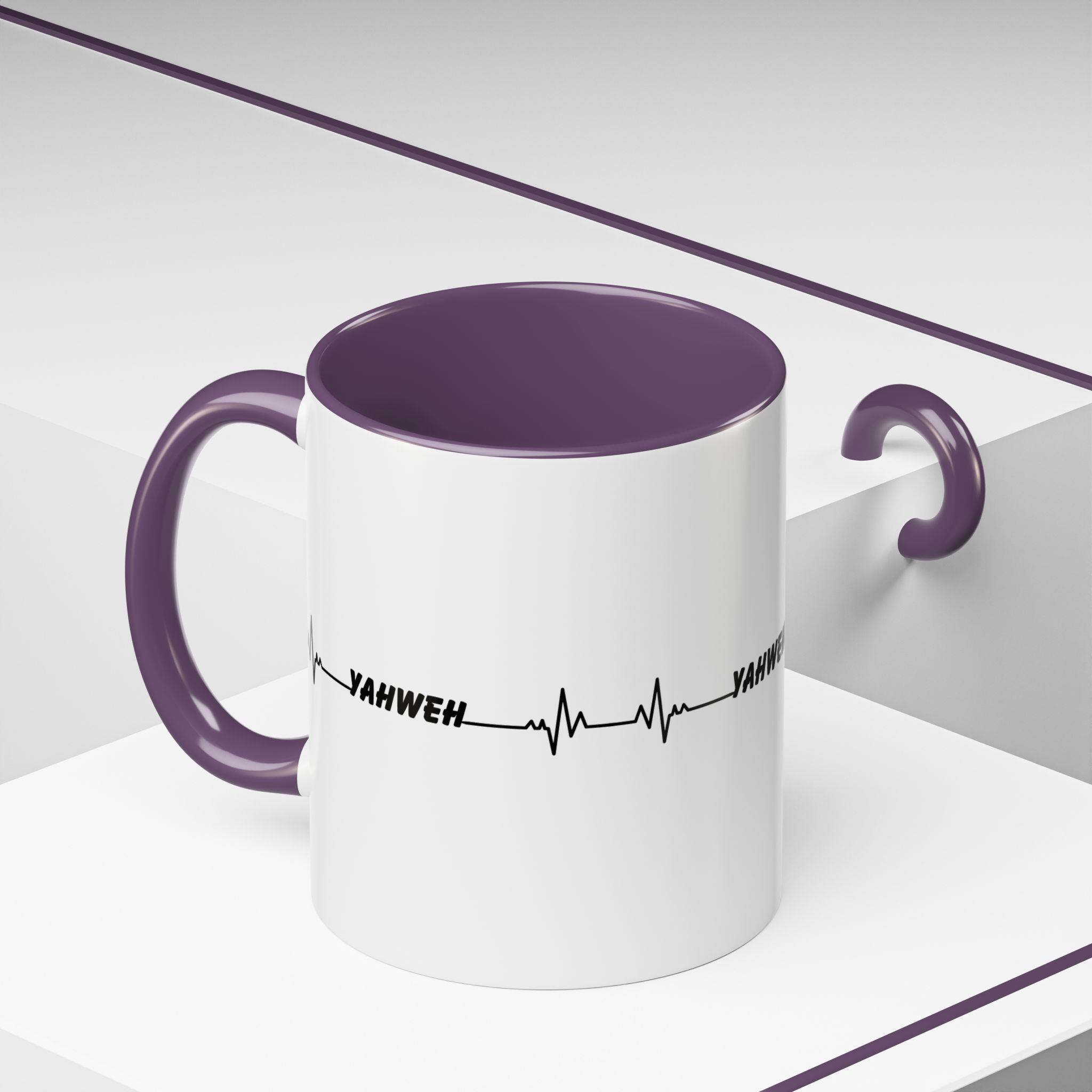 Yahweh Heartbeat Accent Coffee Mug — Christian Faith Prayer Gift (11/15oz)