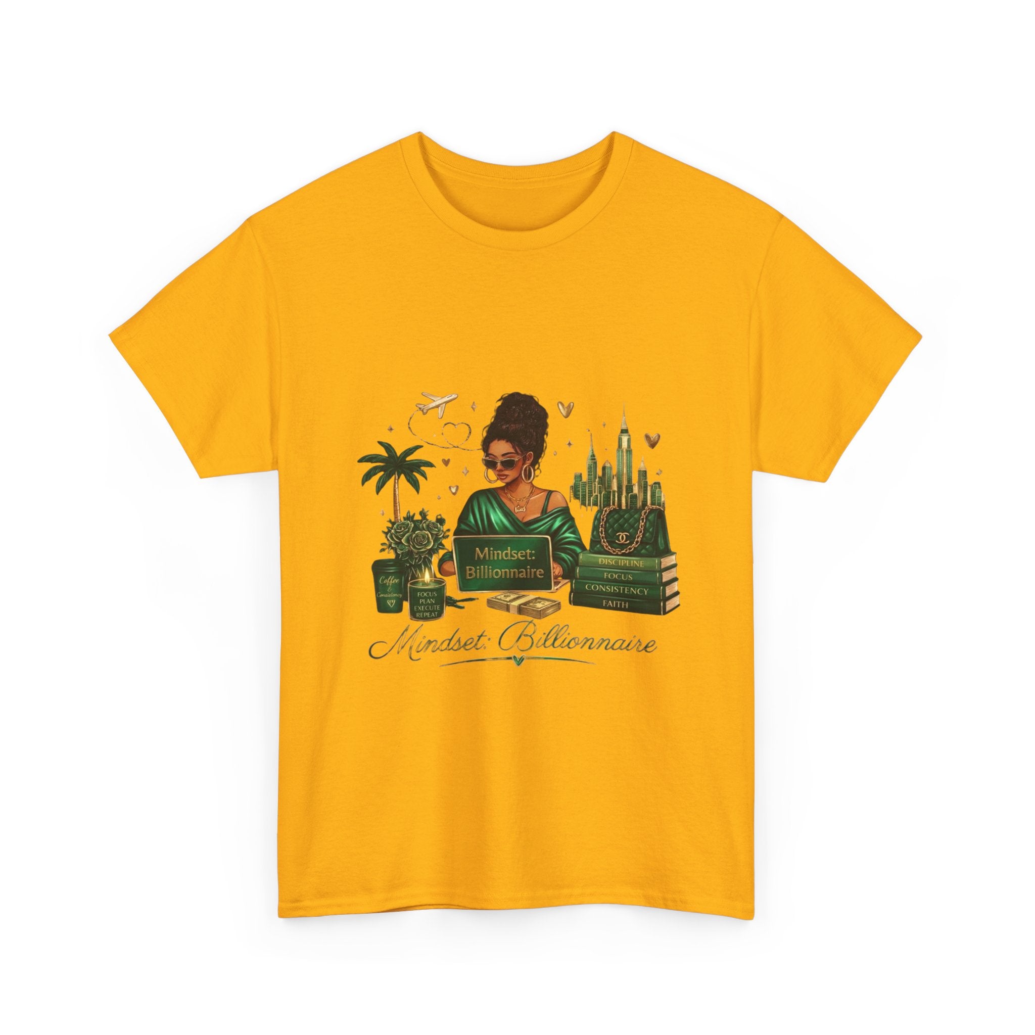 T-Shirt — Mindset Billionaire Graphic Tee (Empowerment, Travel & Success Design)