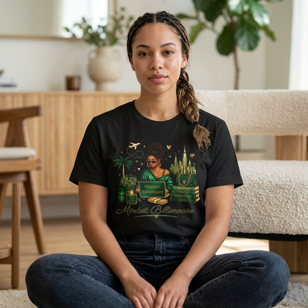 T-Shirt — Mindset Billionaire Graphic Tee (Empowerment, Travel & Success Design)
