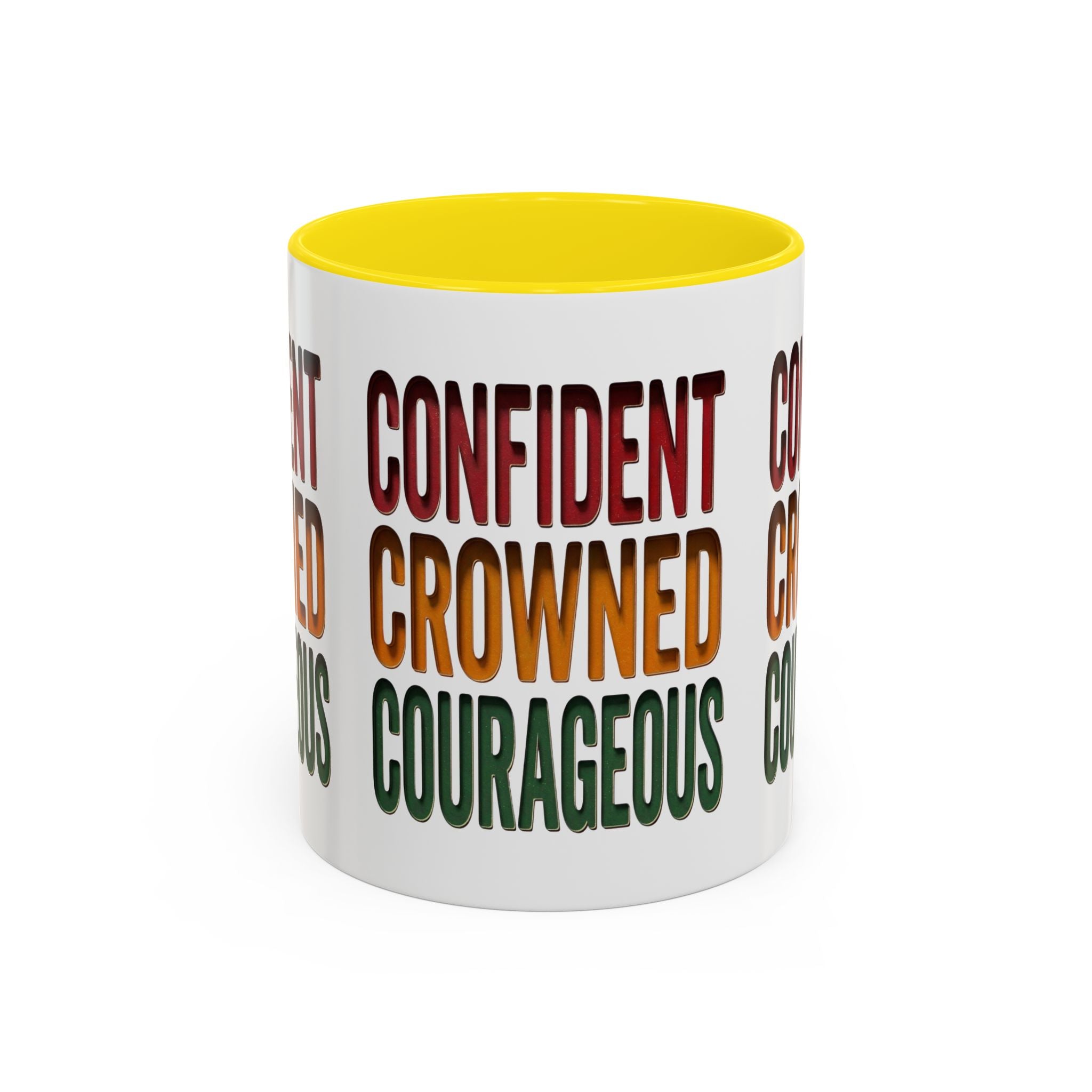 Accent Coffee Mug — 'Confident, Crowned, Courageous' Empowerment Coffee Mug