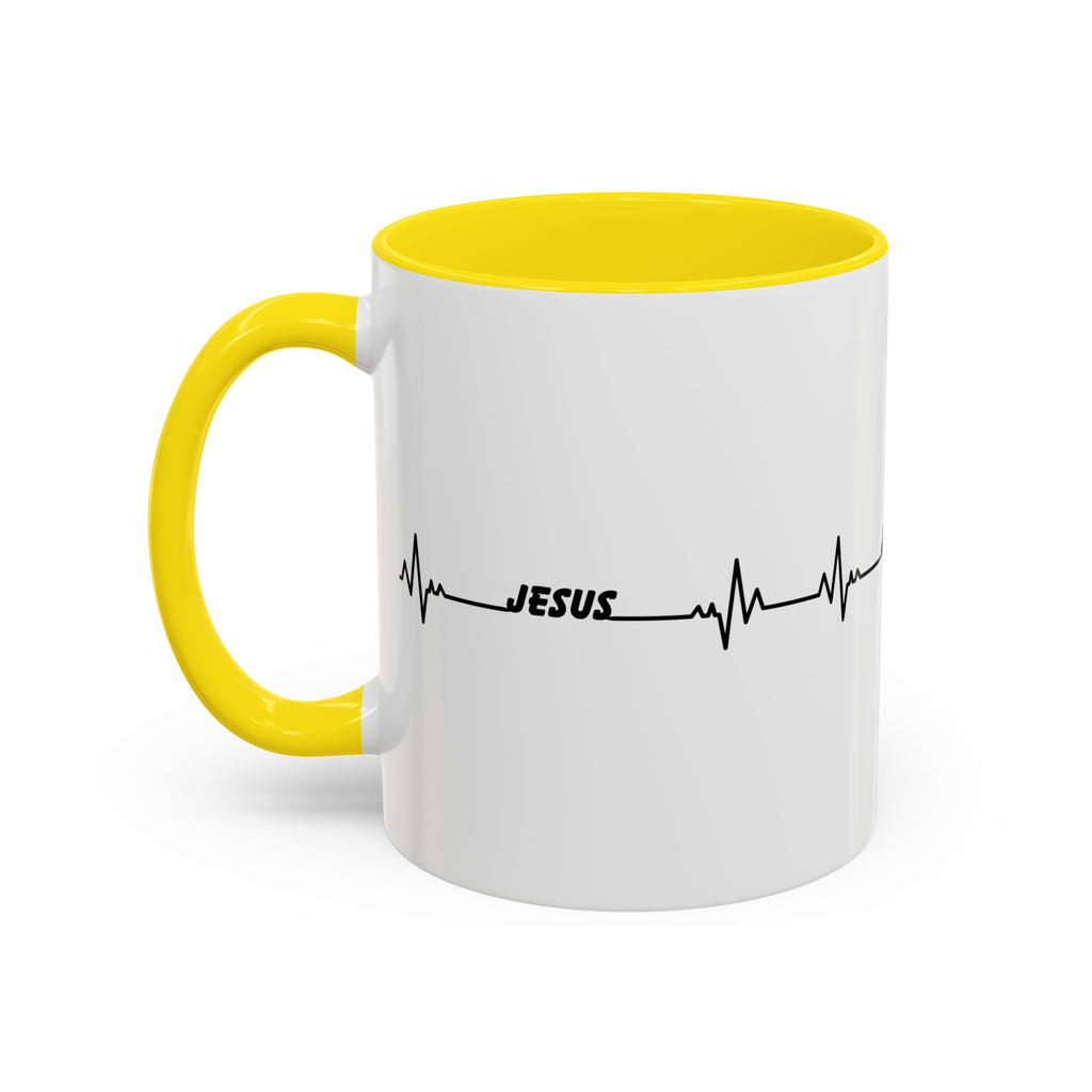Jesus Heartbeat Accent Coffee Mug — Christian Faith Gift